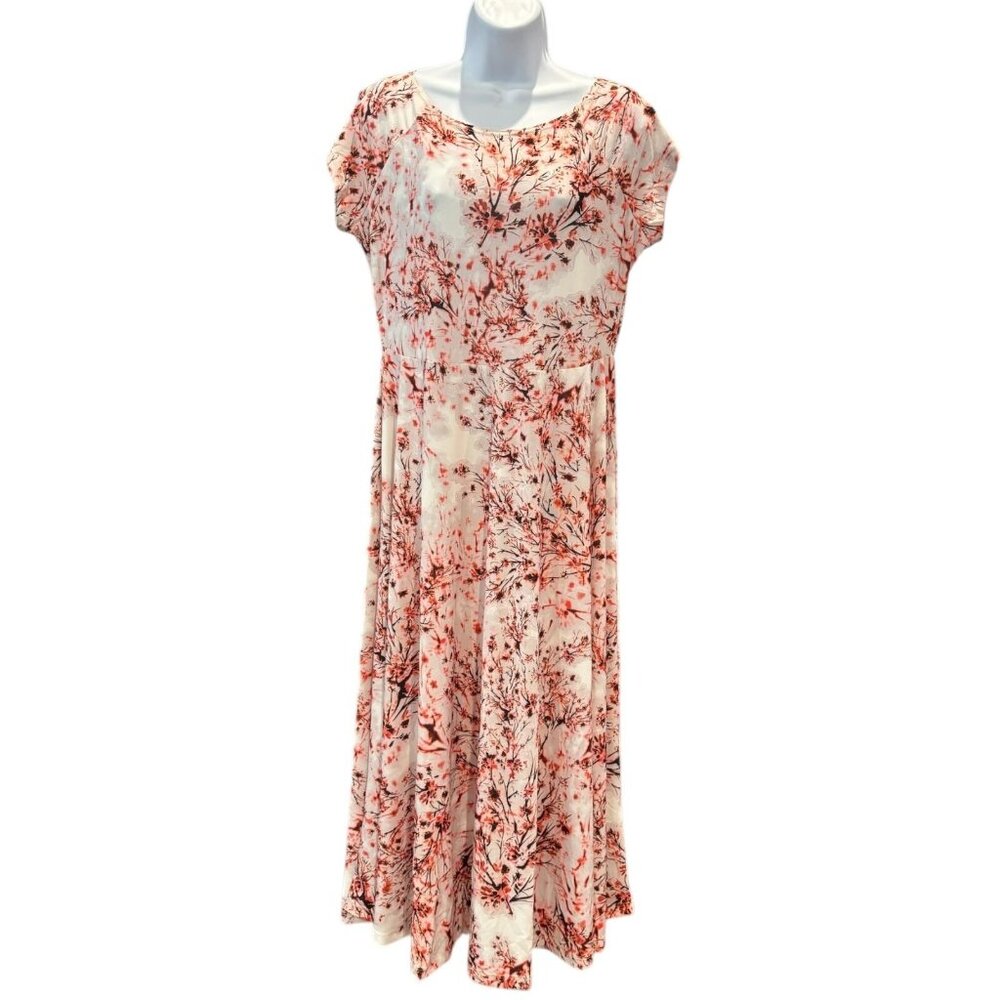 Cream and Orange Flutter Sleeve Midi Sundress
